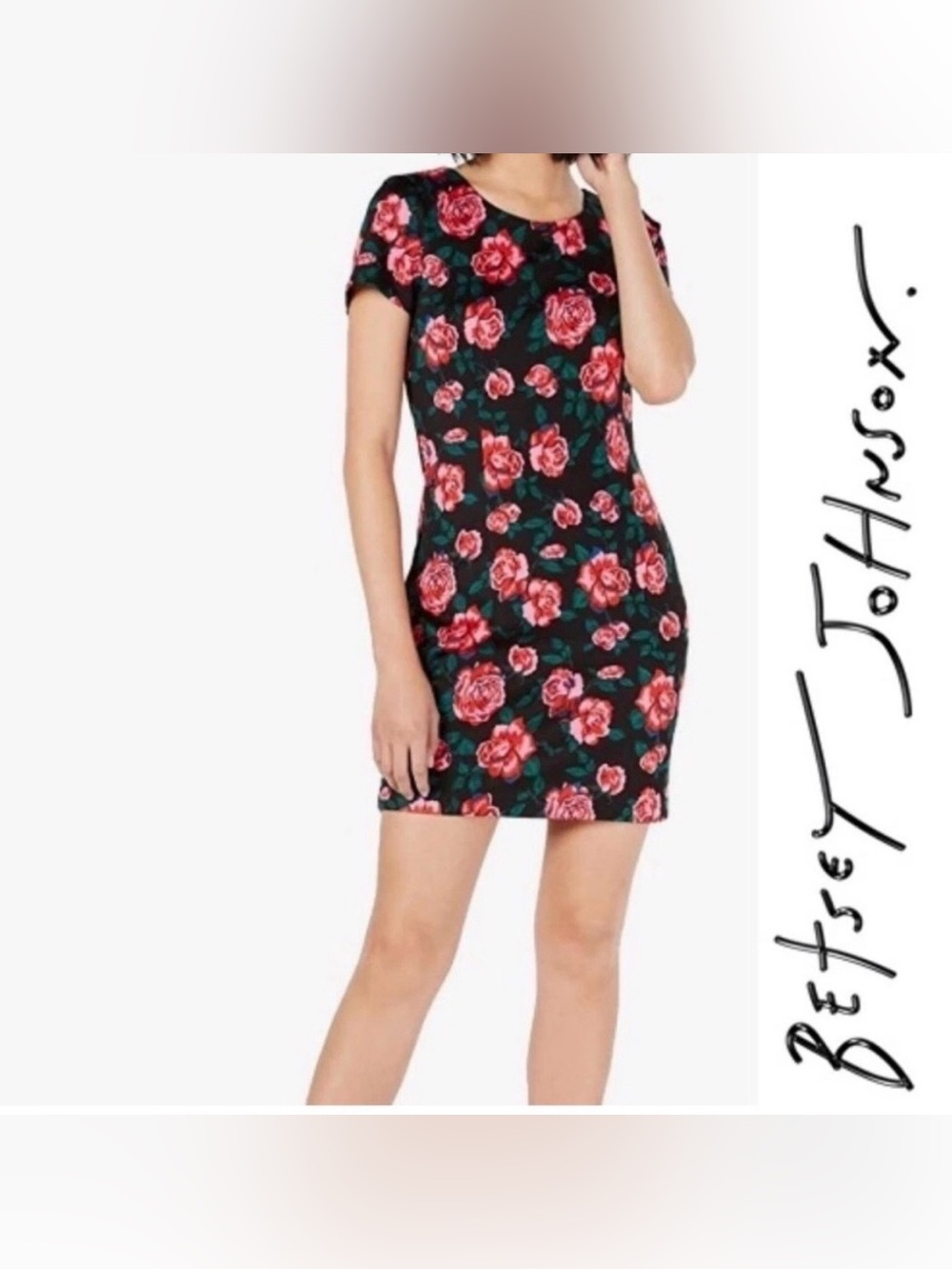 Betsey Johnson Jewel Scuba Floral V Back Cocktail Dress